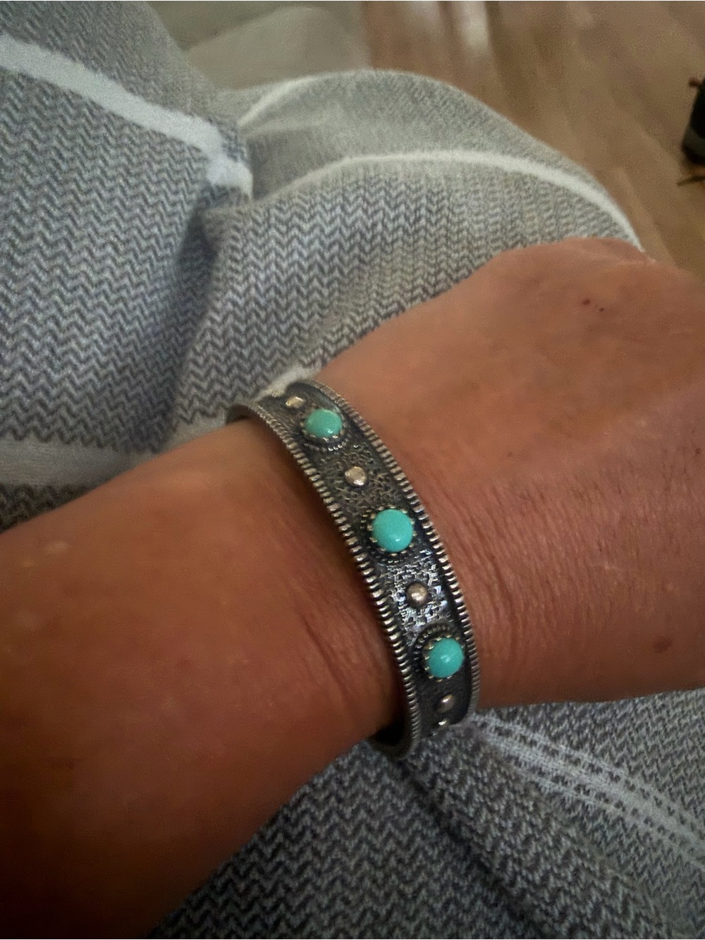 Carolyn Pollack Sterling Silver 925 Cuff Bracelet with Turquoise Accents